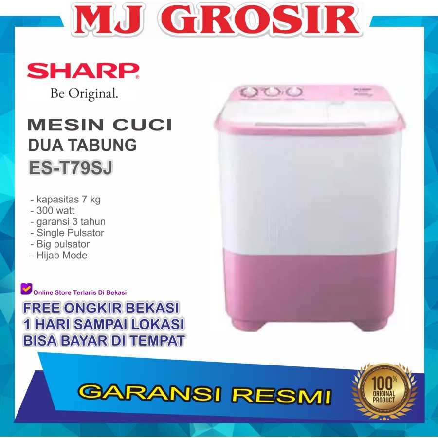 Jual Mesin Cuci Sharp Est 79 Sj 7kg 2 Tabung 79sj 7 5 Kg Hijab Series Indonesia Shopee Indonesia