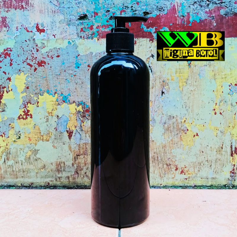 Botol Pump 500ml Hitam Model Tinggi / Botol PET 500ml Hitam Model Tinggi Tutup Pump Lotion