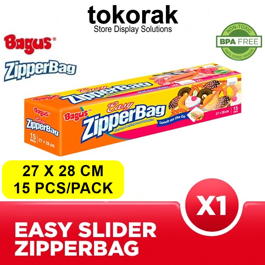 BAGUS ZIPPERBAG EASY SLIDER 15'S 27 X 28 CM ZIPLOCK ZIPPER BAG