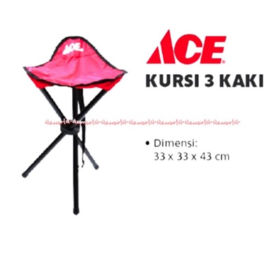 Ace Kursi Kaki 3 Sutradara Chair Red Merah Director's Chair Kursi Ultra Kursi Lipat Praktis Travel Travelling