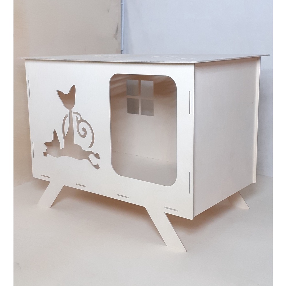 (Cod) Rumah Tempat Tidur Anjing / Kucing Kayu Laser Cutting Unik