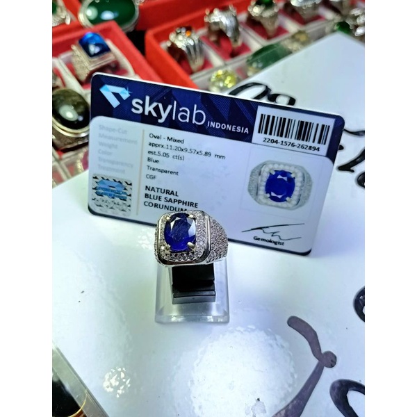 natural blue sapphire plus sertifikat ajib