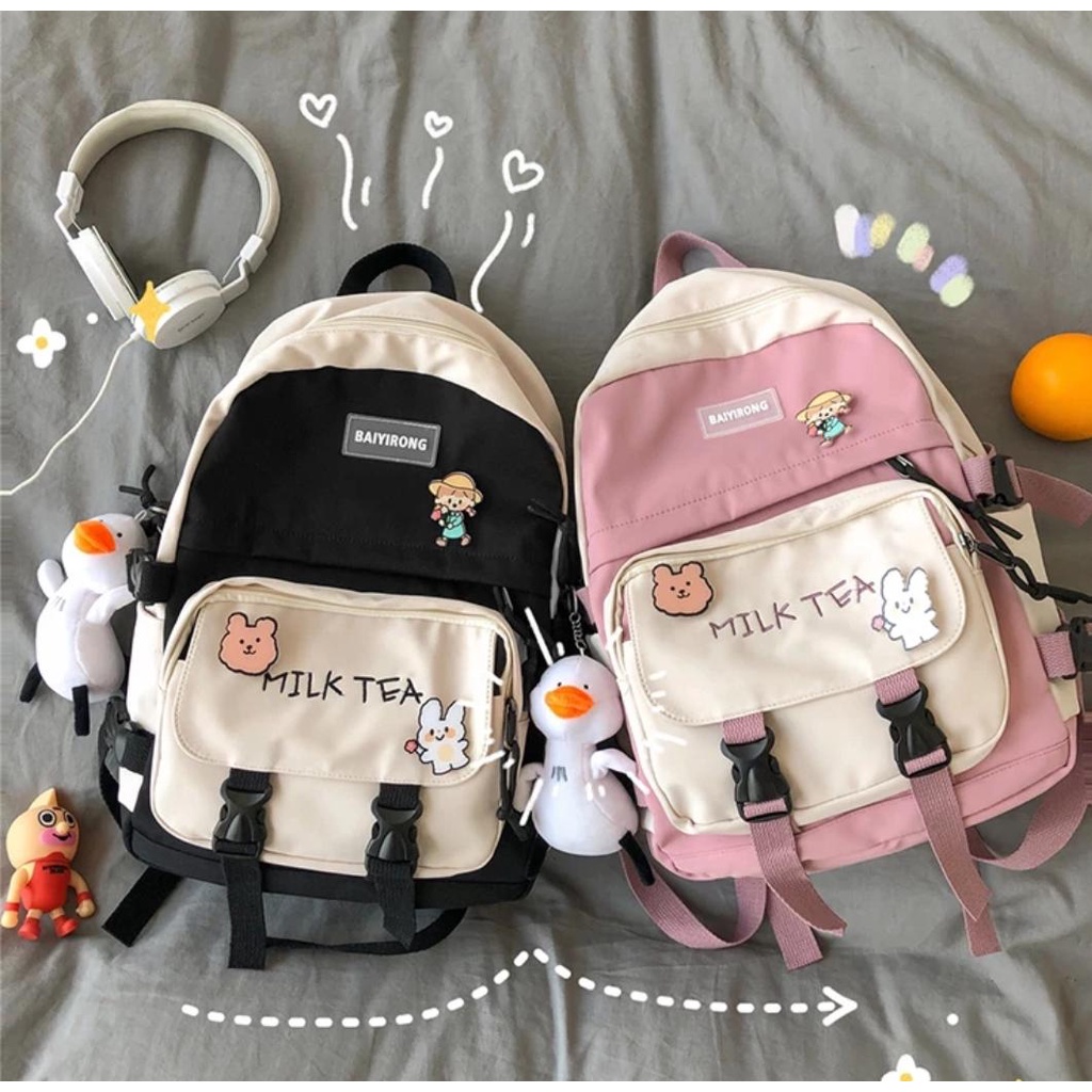 BARU 2023 Tas Sekolah Korean Style Tas Ransel Wanita Backpack Korean Fashion Tas