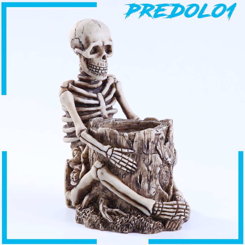 (Predolo1) Holder Pulpen Bentuk Tengkorak Bahan Resin Untuk Dekorasi Halloween