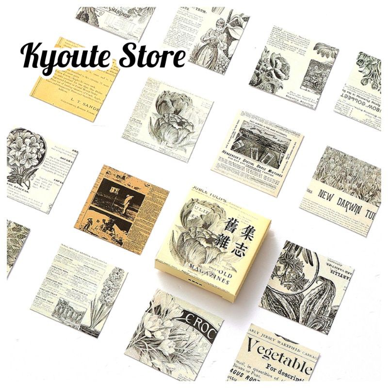 

45 pcs Sticker Square Magazine Vintage Retro Jadul Scrapbooking Journaling Bujo Planner Dekorasi