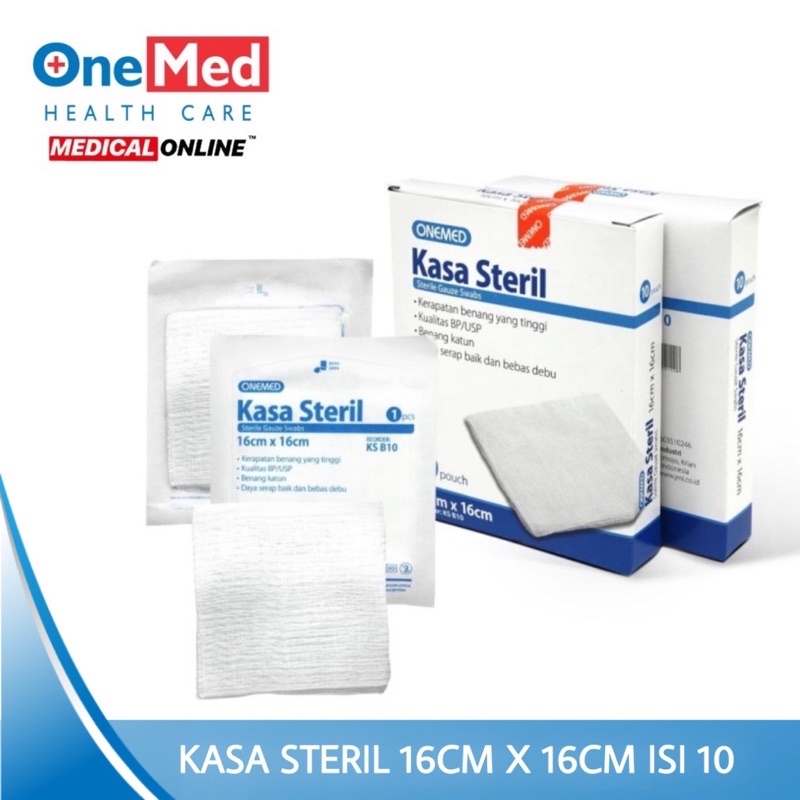 KASA STERIL ONEMED 16X16 ISI 10 PER BOX UKURAN 16cm x 16cm MEDICAL ONLINE MEDICALONLINE