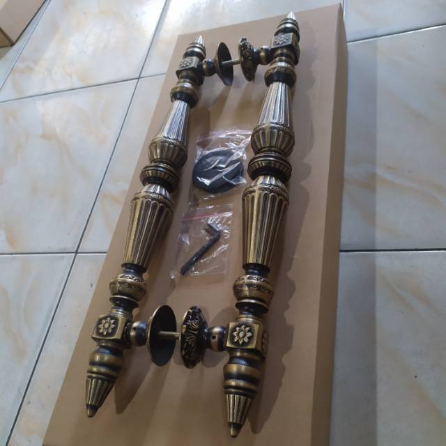 ( 60 CM ) Handle Pintu Rumah Kuningan Menara Tarikan Pintu Rumah Antik Berkualitas