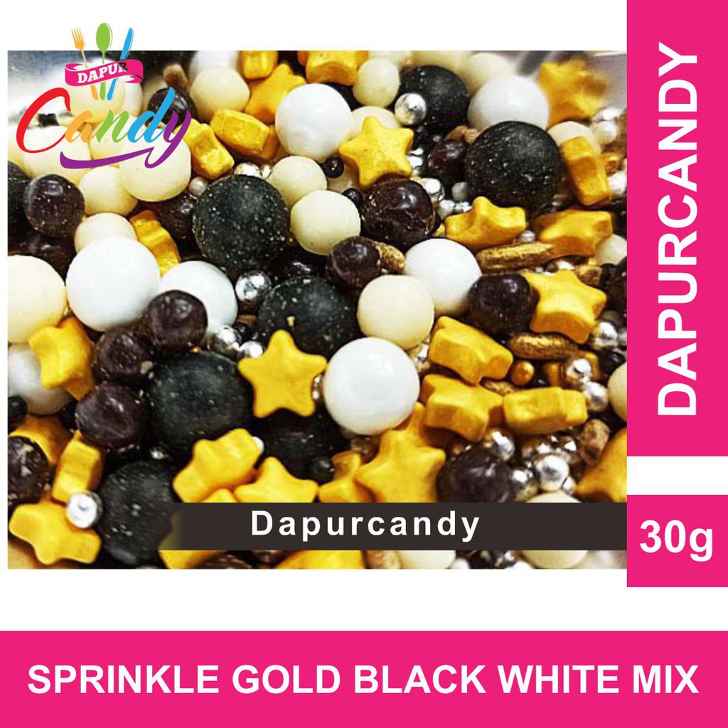 

DapurCandy - SPRINKLE BLACK GOLD WHITE SILVER MIX PEARL FOOD GRADE