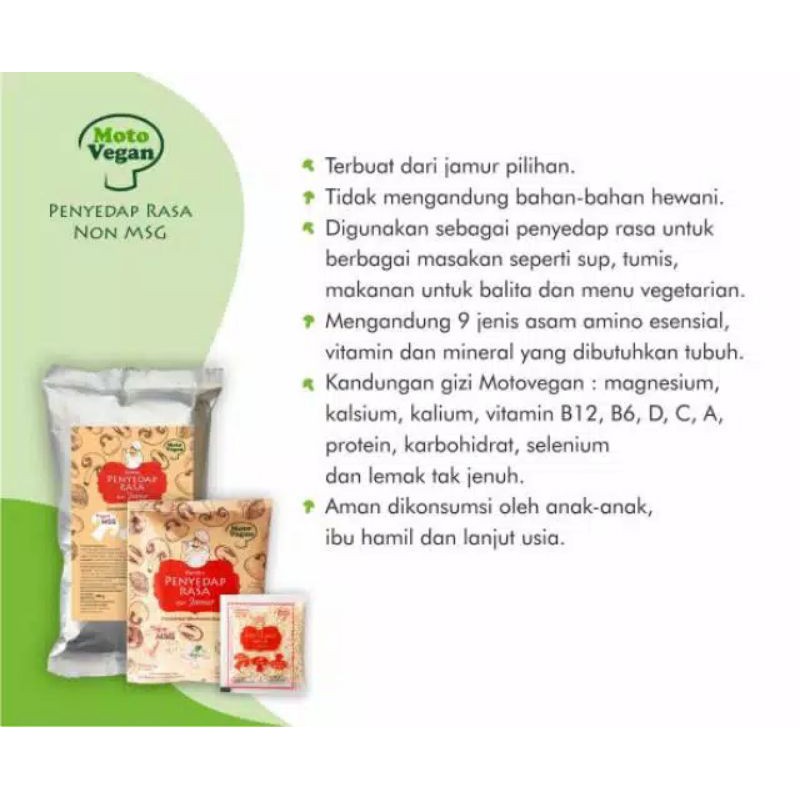 MOTO VEGAN Kaldu Jamur Non MSG Sachet 1 Pcs│ Bukan Totole