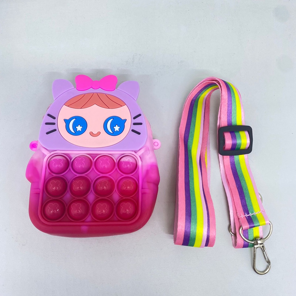 Pop It Kartun Wallet Cross Bag Mini Tas Anak Unicorn Dompet Rainbow