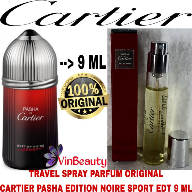 Travel Spray Parfum OriginaL Cartier Pasha Edition Noire Sport EDT 9 ml For Men Murah