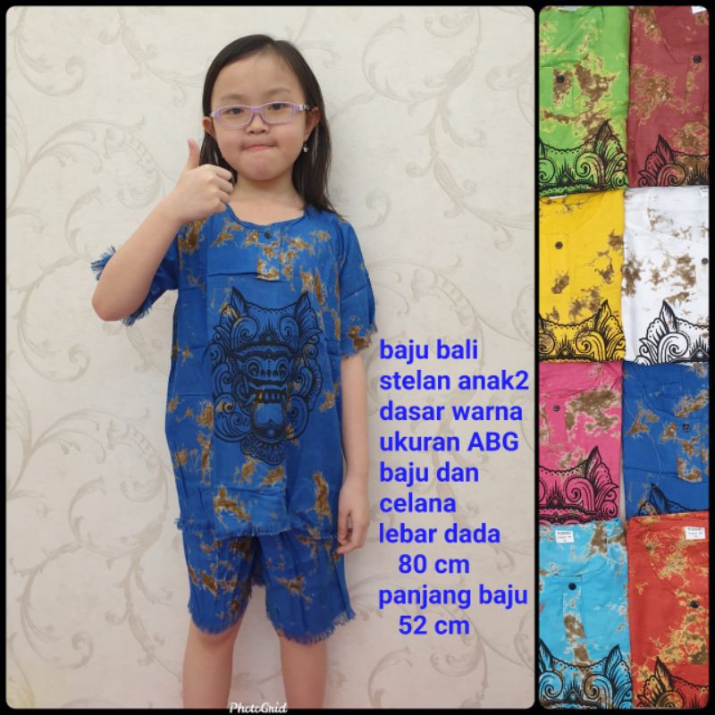 Bali stelan barong umur 4- 8 tahun baju dan celana anak2 XL katun dasar warna