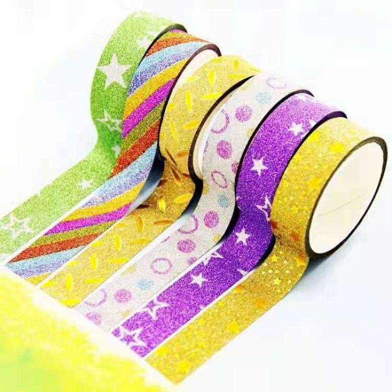 

isolasi gliter motif glitter bintang love solatip