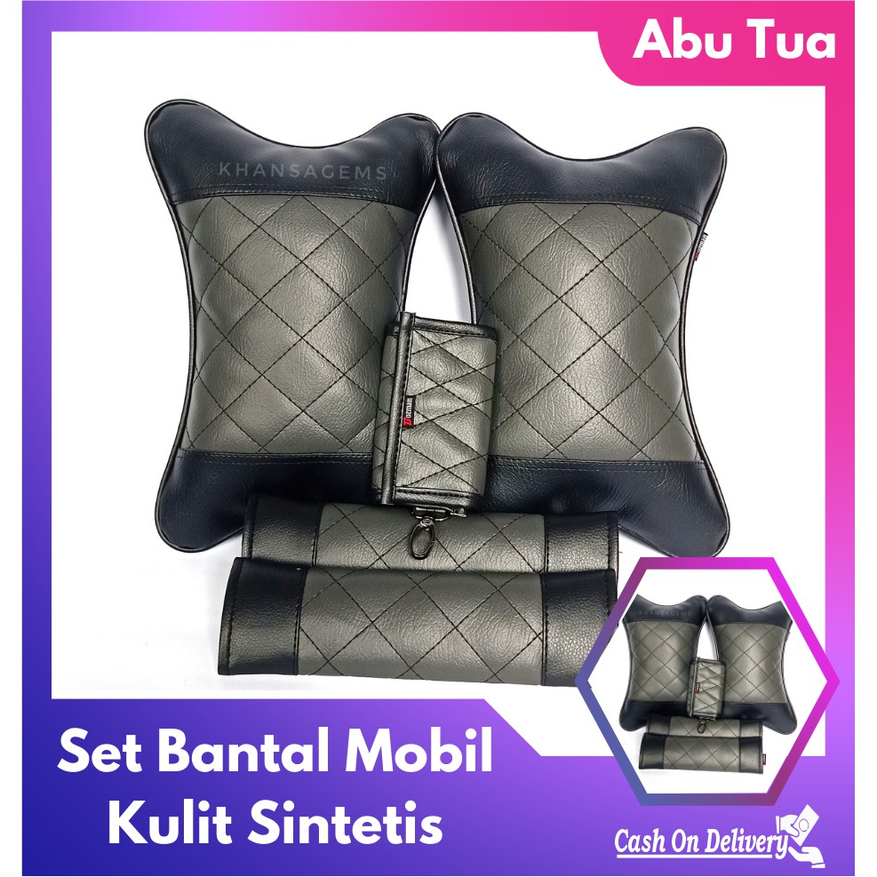 Set Bantal Mobil 3 in 1 Premium 2 Bantal Mobil 2 Seatbelt Dan Kunci STNK