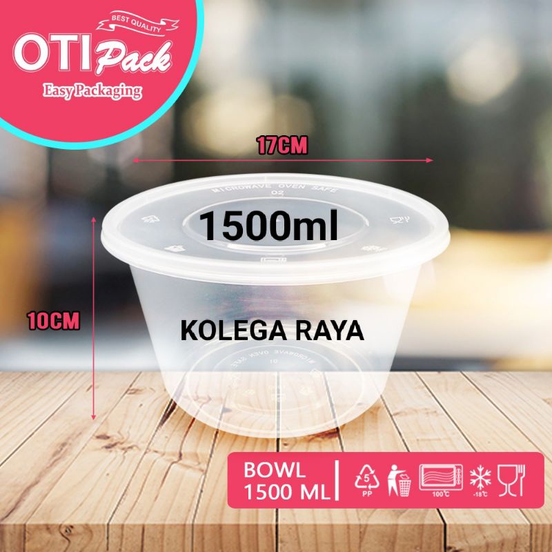 Kotak Makan Thinwall Plastik  OTB 1500ML Model Bowl Mangkuk Isi 25PCS