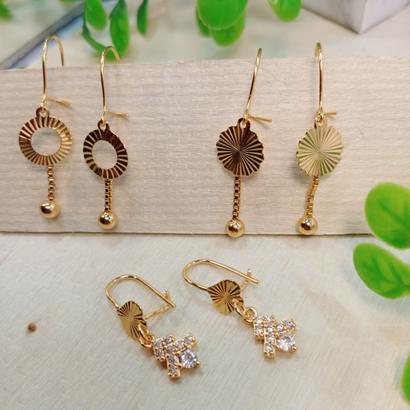 anting panjang+anting wanita+/lapis emas 18 karat