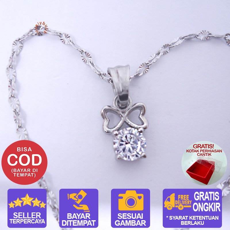 Lovelybutik Kalung Titanium Anti Karat Selamanya Ella Kalung Wanita Titanium ukuran 45 cm