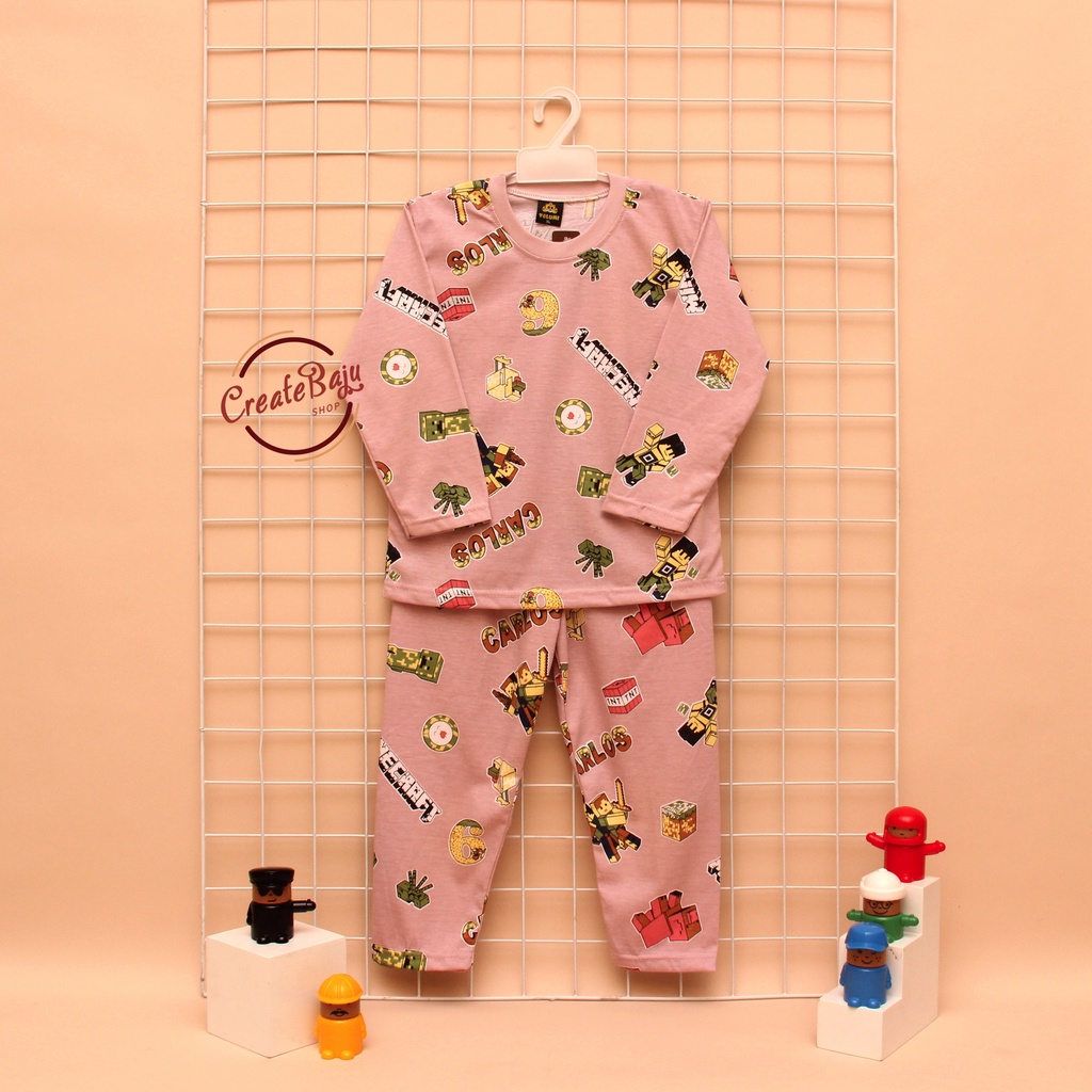 PIYAMA KAOS ANAK LAKI 1-7 TAHUN MINECRAFT BAJU TIDUR ANAK LENGAN PANJANG TERMURAH