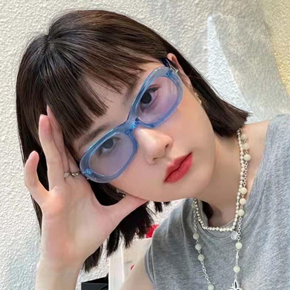 Mxbeauty Kacamata Oval Pria Fashion Retro Putih Motif Leopard Bingkai Kecil Warna Hitam Biru Gaya Korea Sunglasses