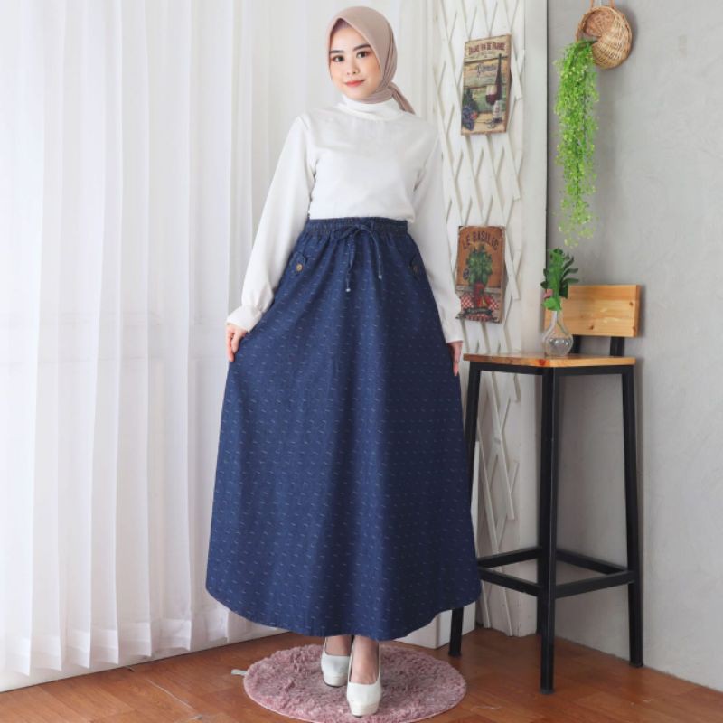 Rok JeansPinggang Karet