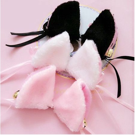 Kawaii nekomimi JEPIT KUCING kucing neko cat hairpin black white gray