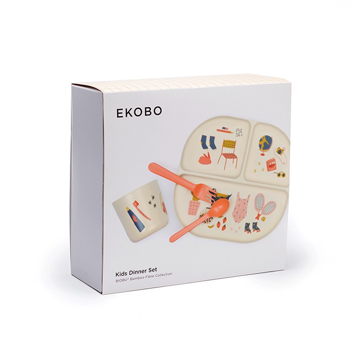 EKOBO Bamboo - Illustrated Kids Dinner Set | Peralatan Makan Anak