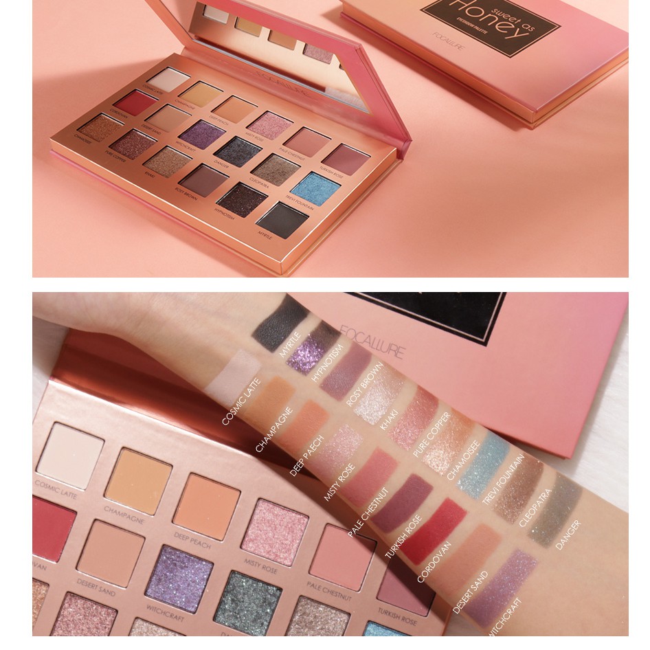 Focallure Eyeshadow Sweet As Honey 18 Color Eye Shadow Palette Matte Shimmer Focallure Eyeshadow Focallur