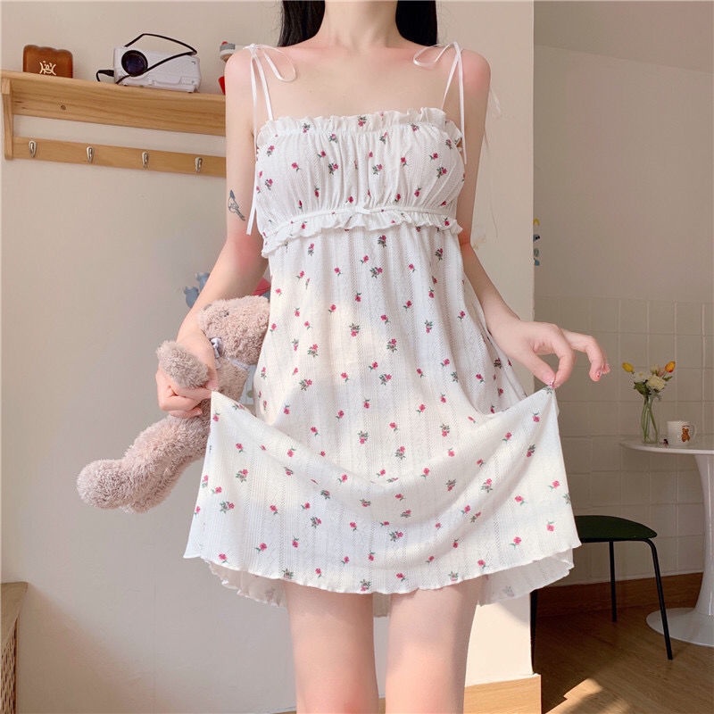 Dress Sweet Import Putih French Cute Dress Santai Dress Tidur