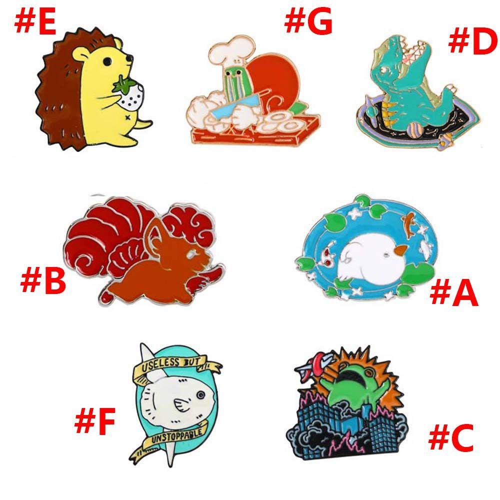 Lanfy Landak Bros Lucu Kerah Bros Aksesoris Perhiasan Dinosaurus Kerah Pin Lencana Pin Enamel Pin