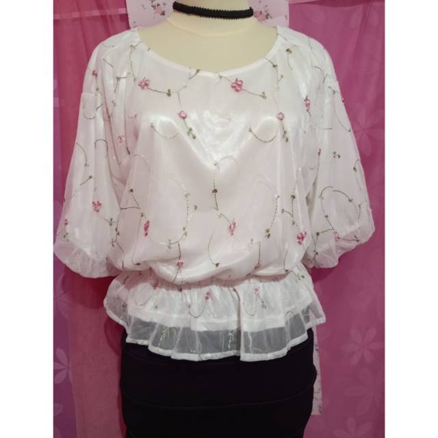 Blouse flower white Colza