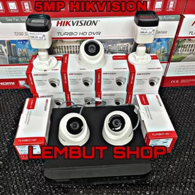 PAKET KAMERA CCTV HIKVISION 5MP 5 CAMERA 8 CH CHANNEL FULL HD KOMPLIT TINGGAL PASANG 8ch 8channel