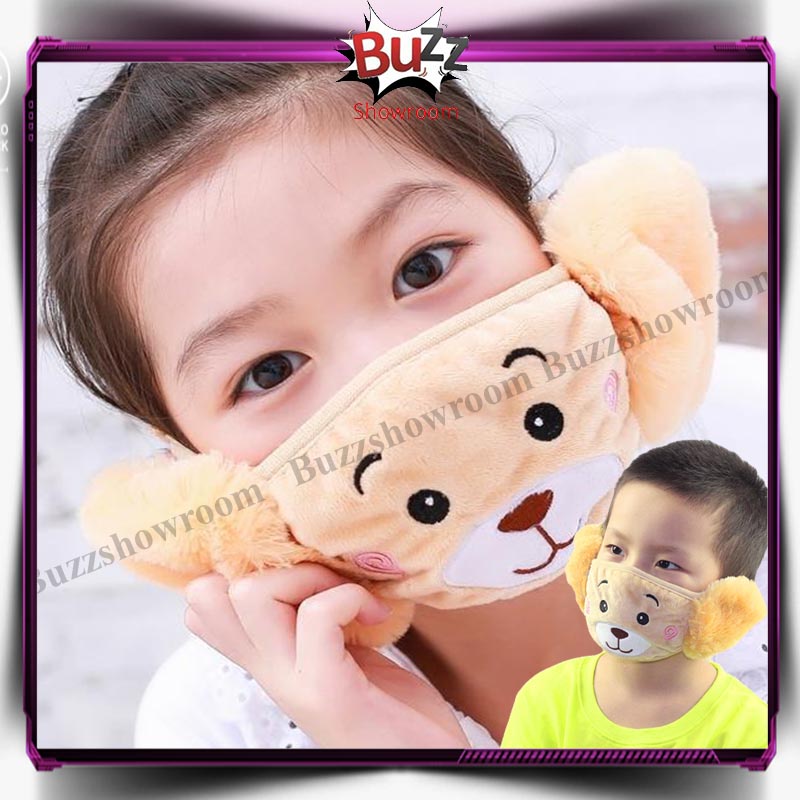 Earmuff mask masker mulut telinga anak import karakter panda winter