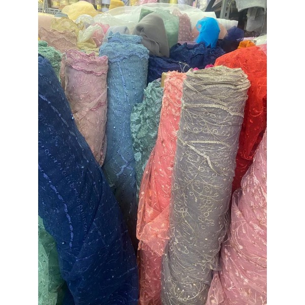 Tile mutiara, tulle mutiara, bahan kebaya murah!!! kain kebaya