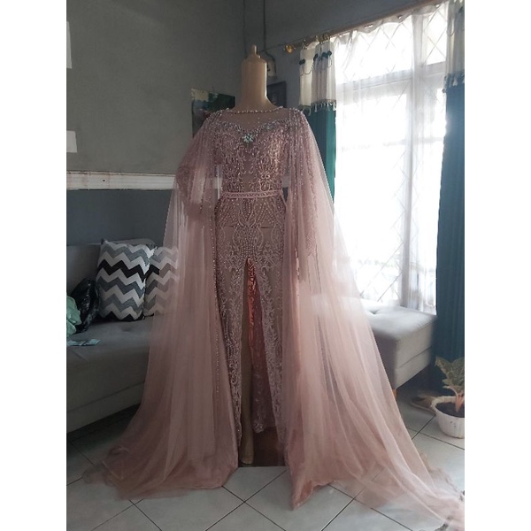Gaun dress kebaya pengantin slayer pundak