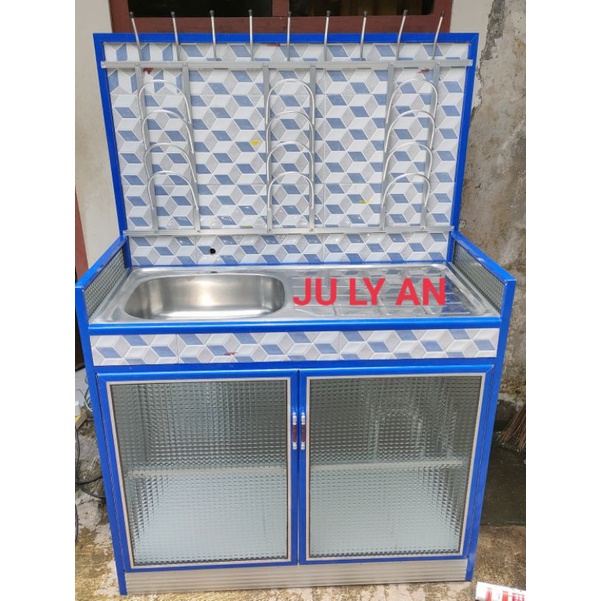 Rak Piring Kaca Wastafel 1 Meter