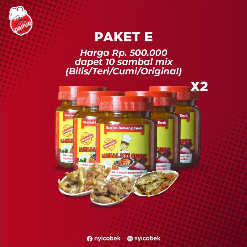 

Paket E : 10 Sambal Cumi/Teri/Bilis/Original