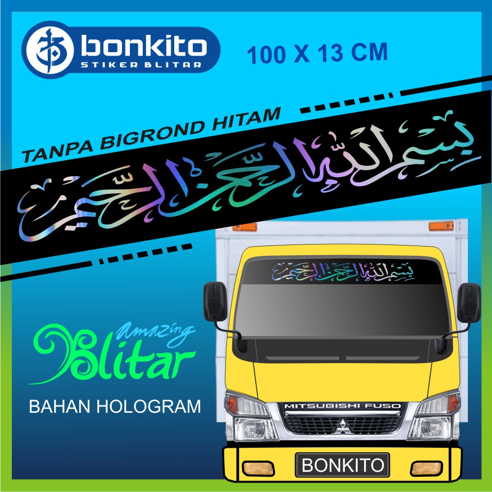 Stiker Bismillah / Stiker Truk  Mobil Kaligrafi Bismilah Arab Kaca Depan Truk Canter Murah Terbaru