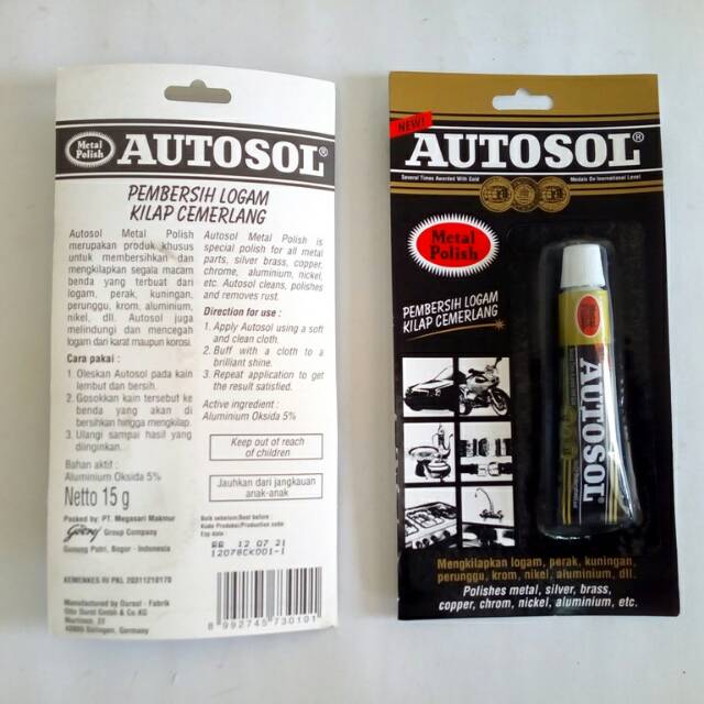 Autosol 15Gr/Autosol Metal Polish 15Gram / Poles Metal Chrome Stainless/Autosol Metal Polish 15g 15 Gram Poles Pembersih Pengkilap Logam/Autosol Metal Polish Pembersih Pengkilap Poles Logam Perak Nikel