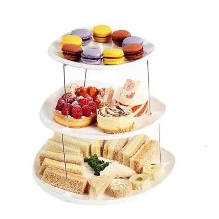 Sale Piring Rak Kue 3 Tingkat Rak Susun Lipat 3 Twist Fold Plate