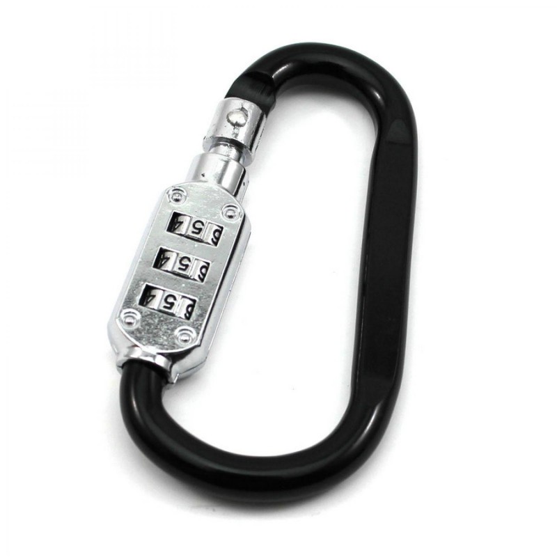 Aluminum Alloy D-type Lock Carabiner 3 Dial Password Padlock