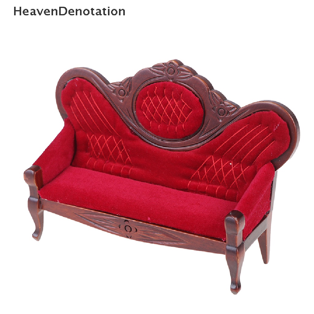 [HeavenDenotation] 1:12 Dollhouse miniature soft Double sofa for dolls furniture pretend play toy