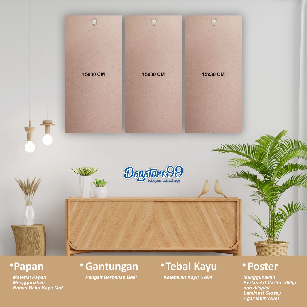 DSY Poster dinding kayu Anime ONE PIECE #1 ISI 3PCS-1