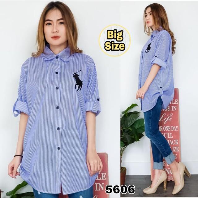 ZRS [COD] + [GRATIS ONGKIR] Kemeja Jumbo Polur XXXL / Kemeja Wanita Big Size / Atasan Wanita XXXL