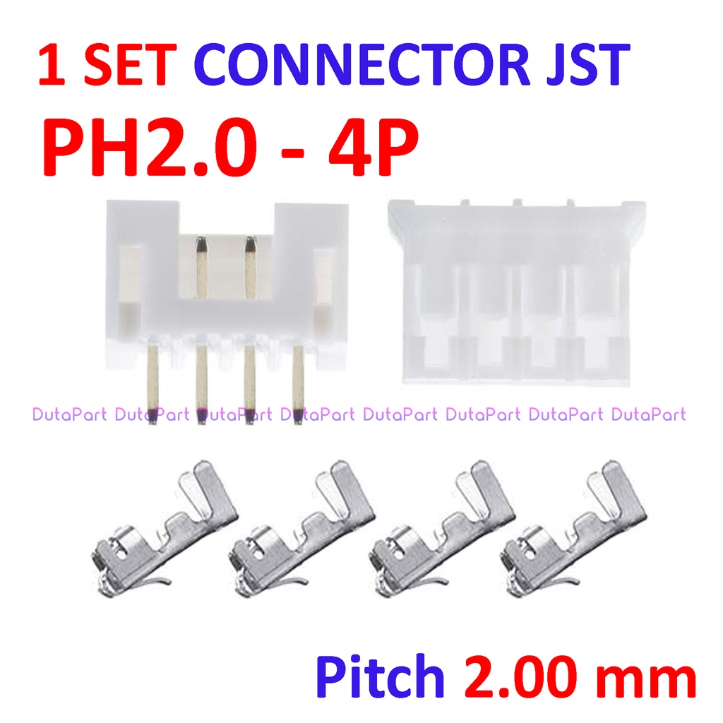 1 SET Connector JST PH2.0 - 4P - Male Female Pin Kaki Lurus 2.0mm