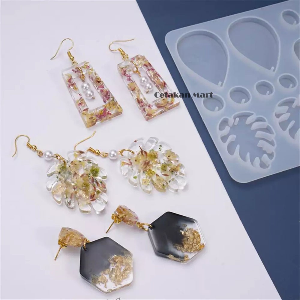CM Cetakan Resin Epoxy Craft Pendant Earring Motif Daun Silikon