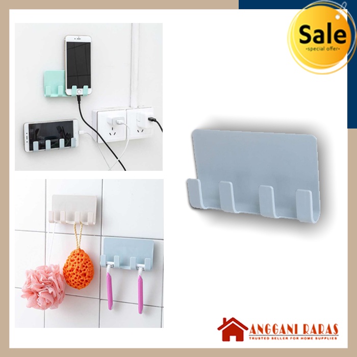 Gantungan HP Gantungan Tempel Serbaguna HP Toilet Dapur Organizer dengan 4 Hook Hanger