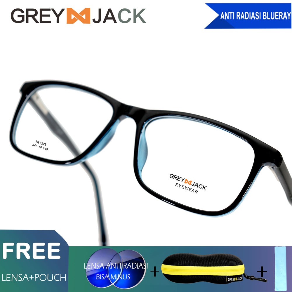 

Grey Jack kacamata lensa anti radiasi BlueRay dewasa Pria dan Wanita frame TR90 1223