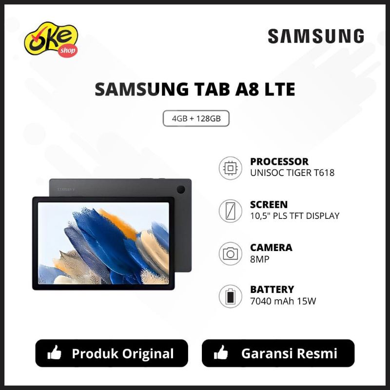 Samsung Galaxy Tab A8 LTE 2022 10.5 inch (RAM 4/128GB) - Garansi Resmi 1 Tahun