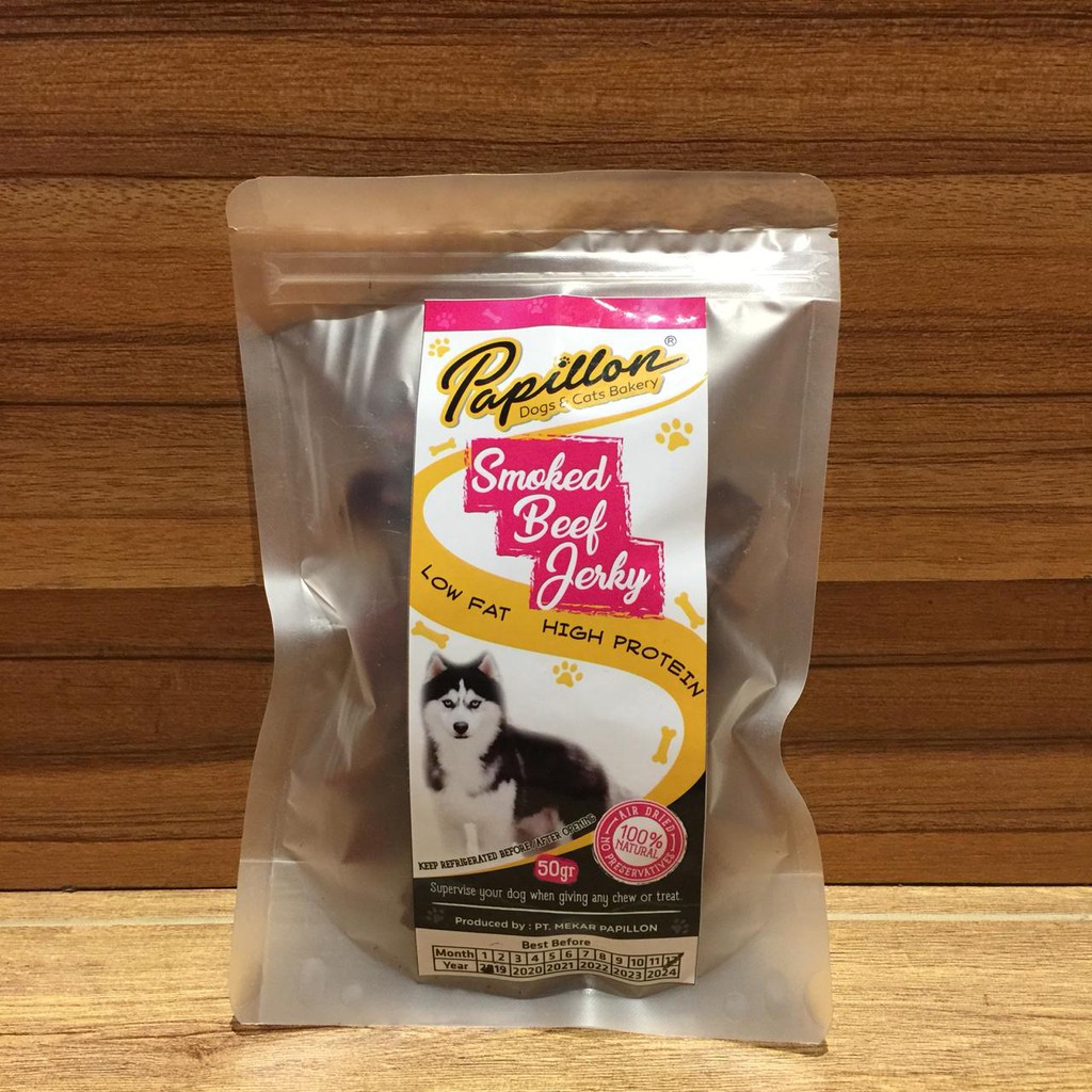 

Pet Republic Dog Snack Homemade PAPILLON Smoked Beef Jerky 50gr