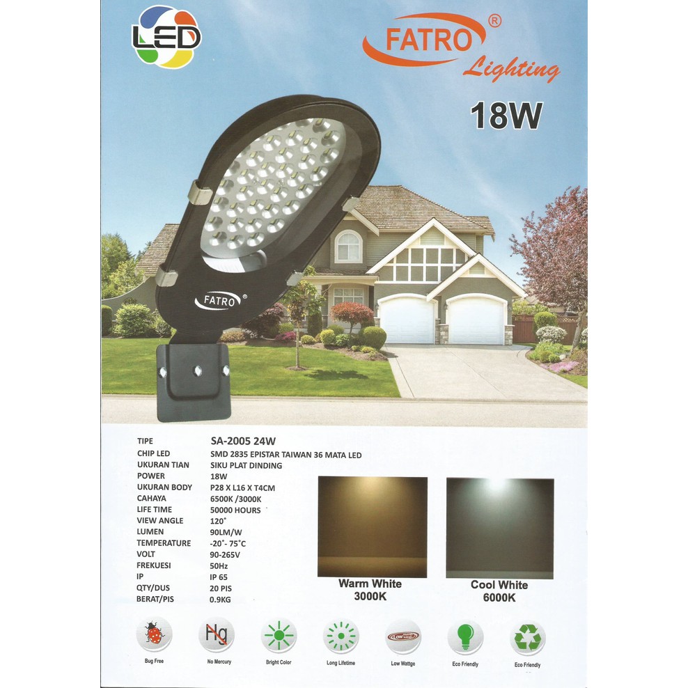 FATRO Street Garden Light Lampu Jalan Taman LED 18 Watt FATRO LAMPU PJU LAMPU JALAN CHIP SMD EPISTAR